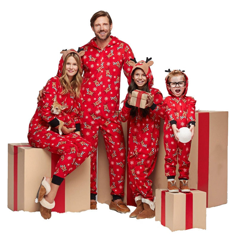Reindeer Hoodie Christmas Onesies Pajamas