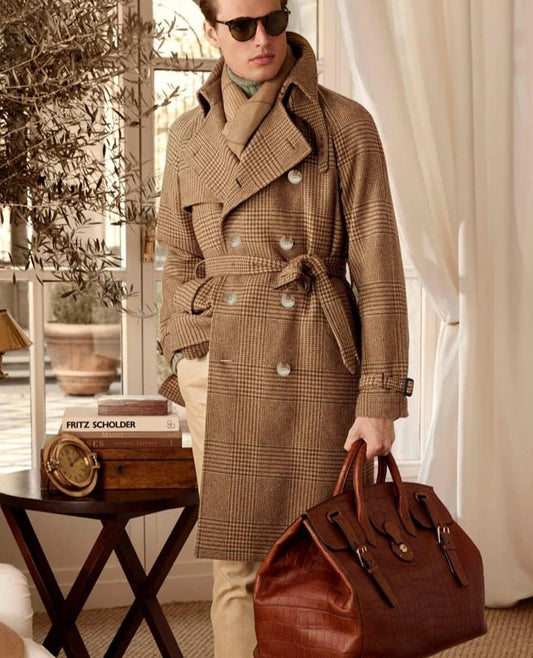 Classic Wool Plaid Coats & Detachable Down Vest