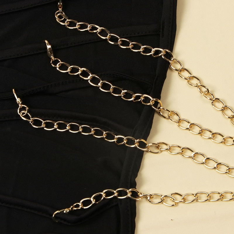 One Leg Hollow Out Chain Jumpsuits
