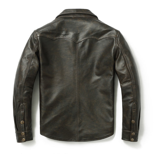 Genuine Leather Shirt Button-up Style Jacket