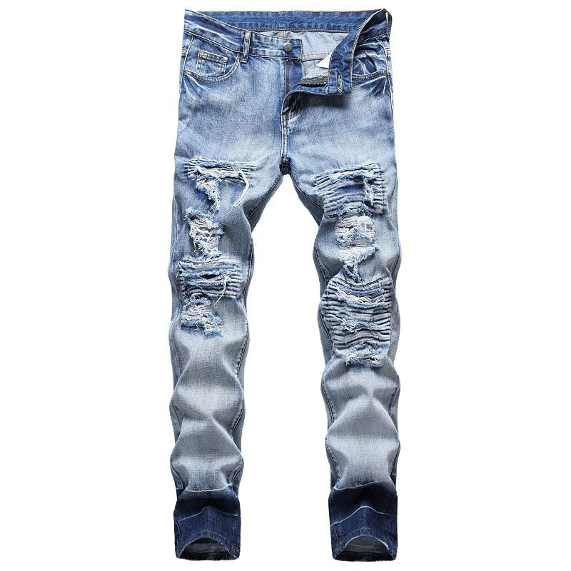 Assortment of 3 Blue Ripped Moto Straight Jeans