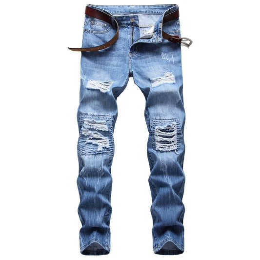 Assortment of 3 Blue Ripped Moto Straight Jeans