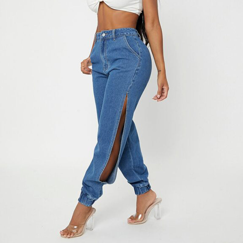 Side Leg Split Loose Harem Jeans