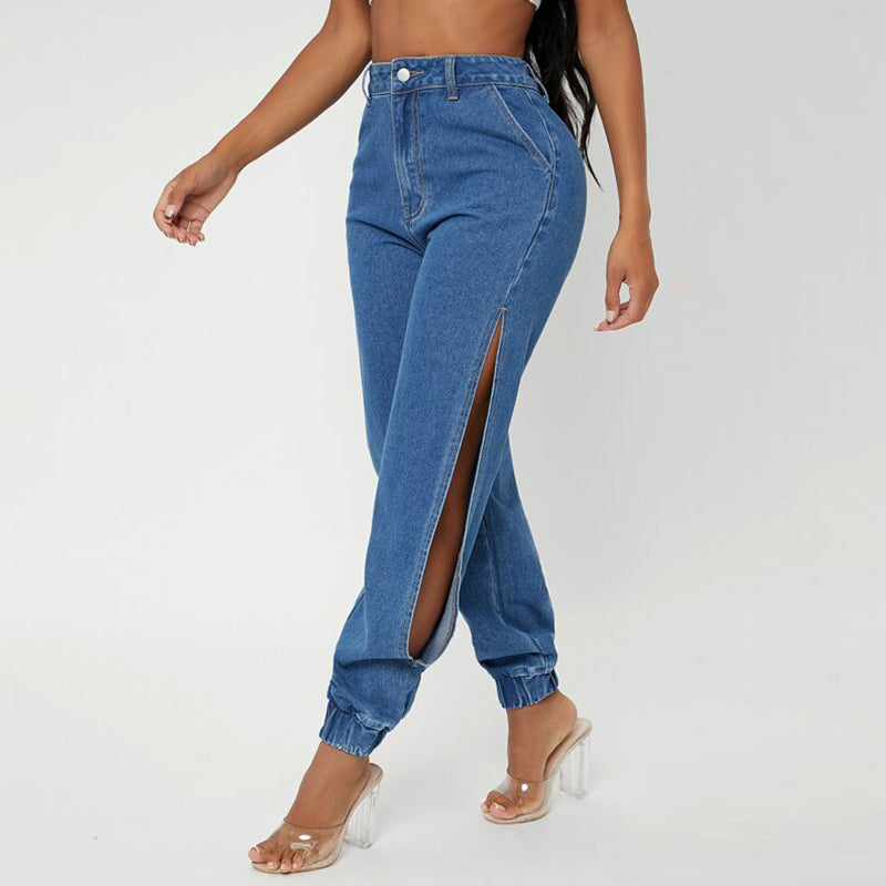 Side Leg Split Loose Harem Jeans