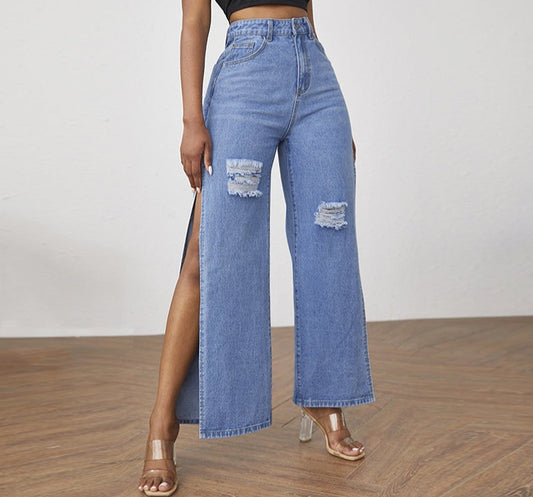 High Split Wide Leg Loose Jeans