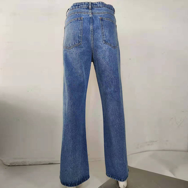 High Split Wide Leg Loose Jeans