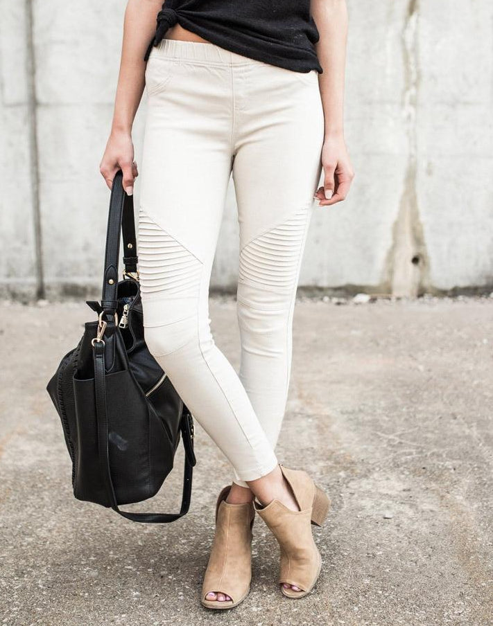 High Waist Pleated White Pencil Pants