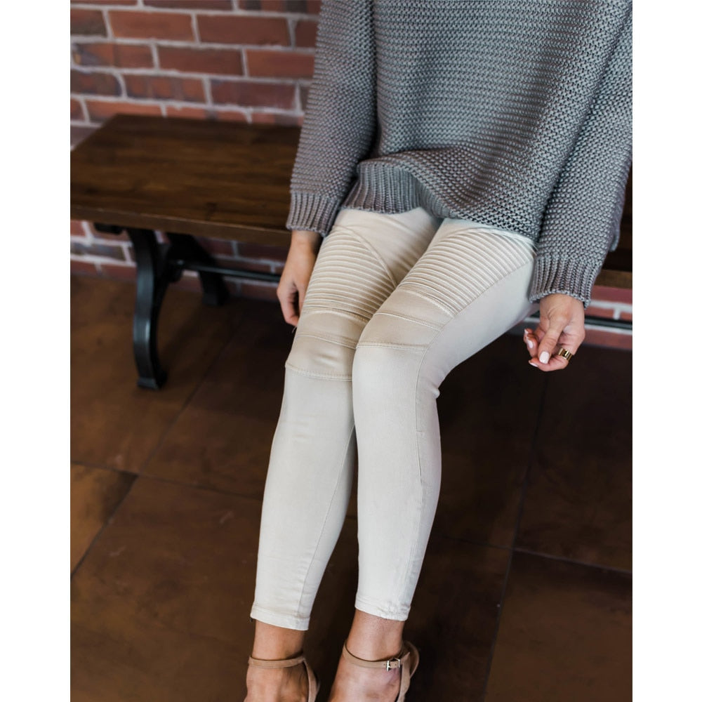 High Waist Pleated White Pencil Pants