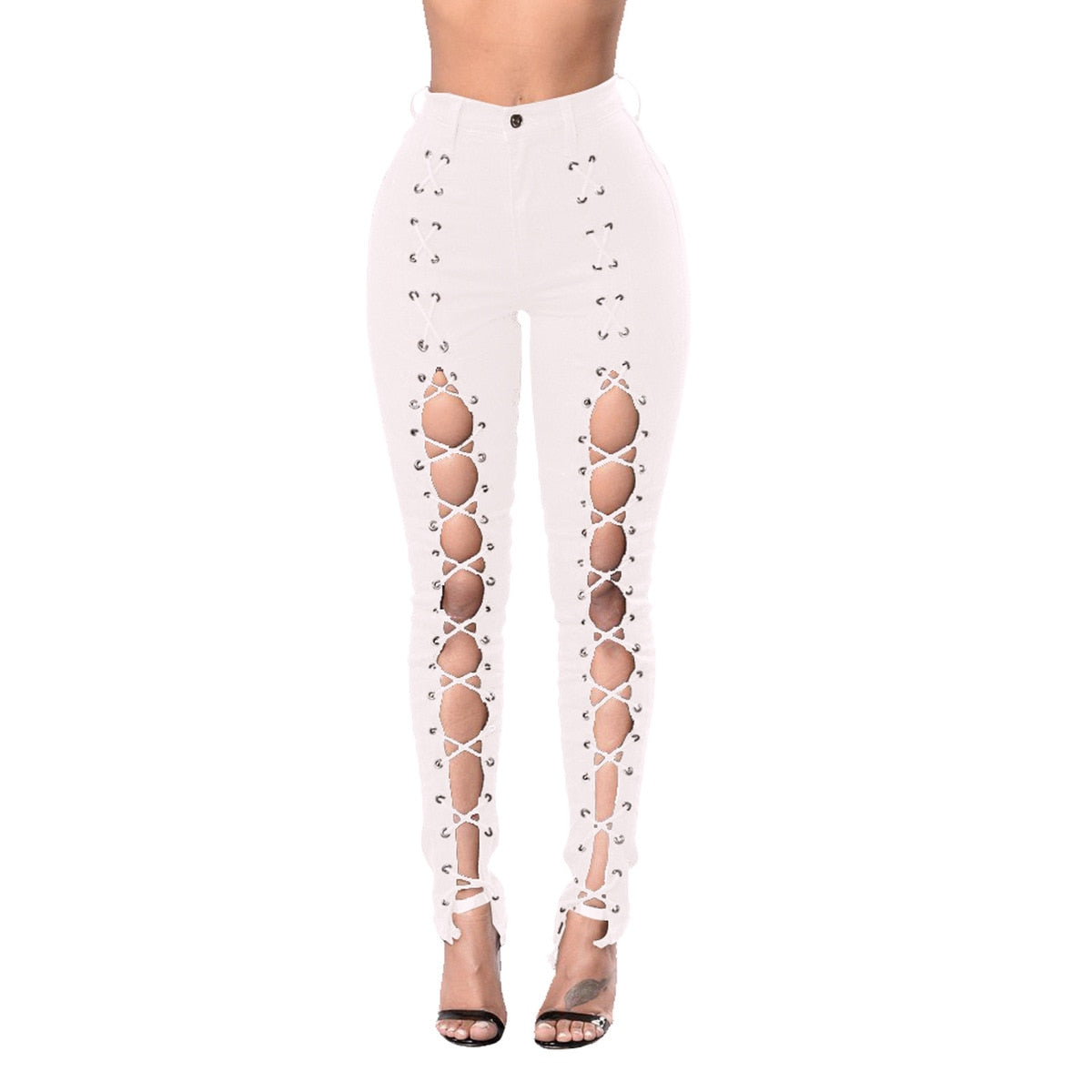 Front Lace High Waist Jeans