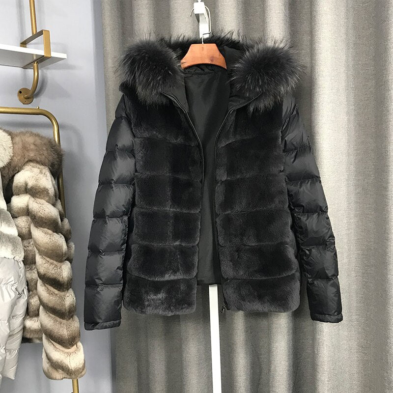 Real Rex Rabbit Fur Bubble Down Coats