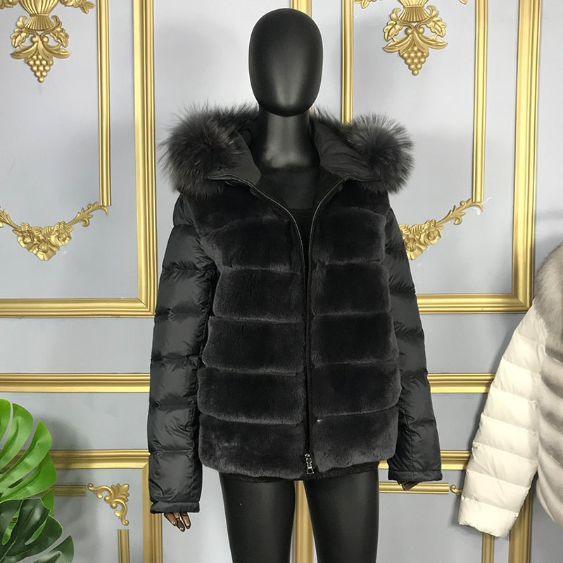 Real Rex Rabbit Fur Bubble Down Coats