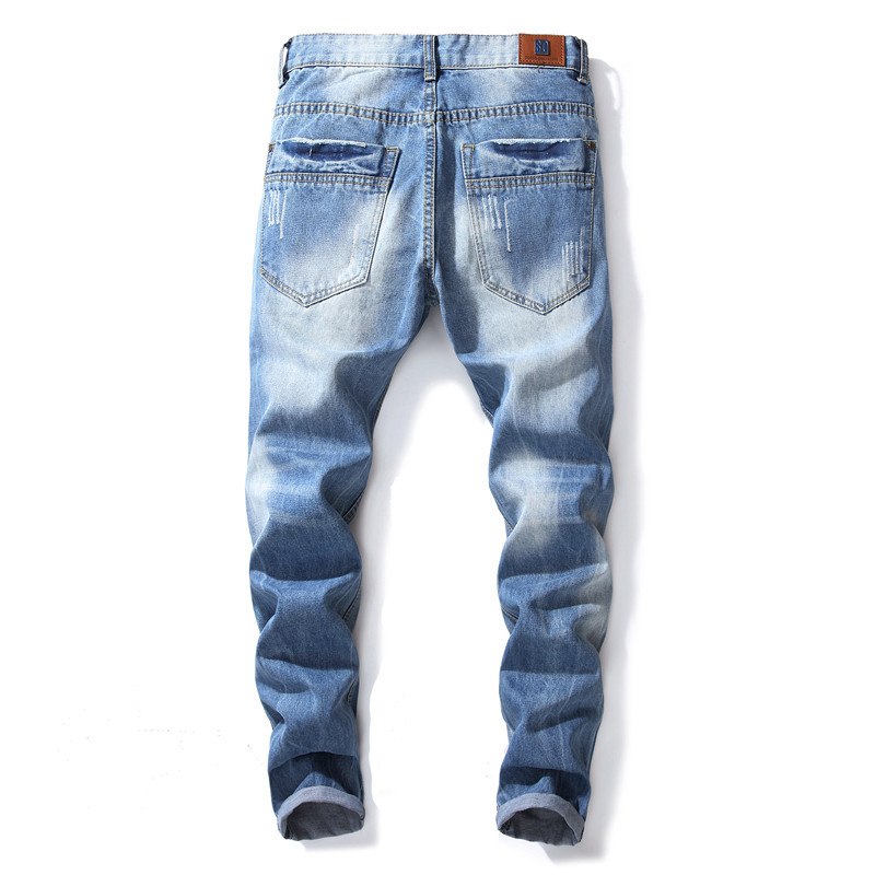 Blue Multi Ripped Hole Slim Jeans