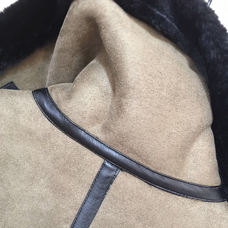Vintage Faux Fur Leather High Collar Jackets