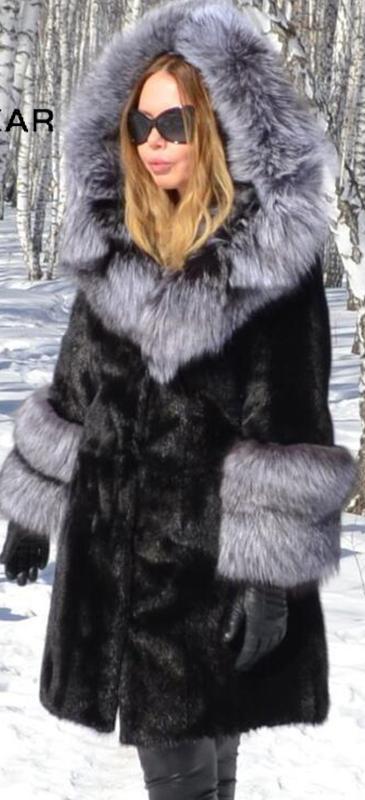 Real Mink Fur Silver Fox Fur Cuffs & Parka