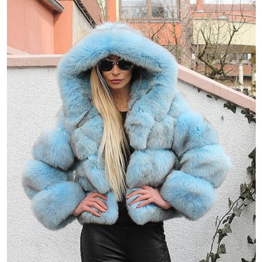 Dyed Thick Real Fox Fur Hooded Waistcoats (Multi-Colors)