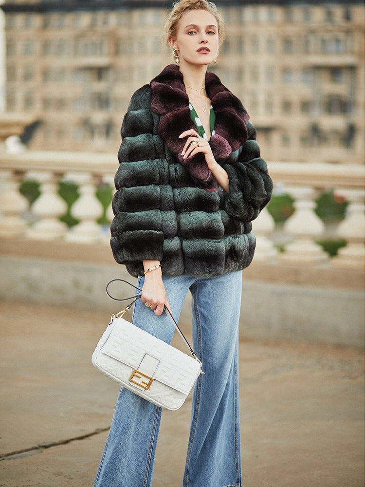 Rex Rabbit Fur & Chinchilla Collar Coat