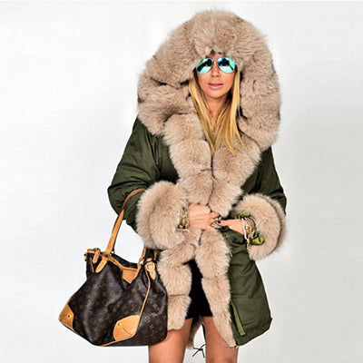 Real Fur Parka With Fox Fur Collar And Cuff Coats