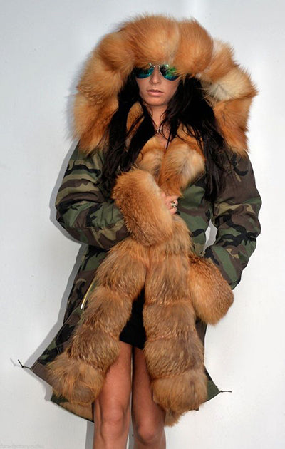 Real Fur Parka With Fox Fur Collar And Cuff Coats