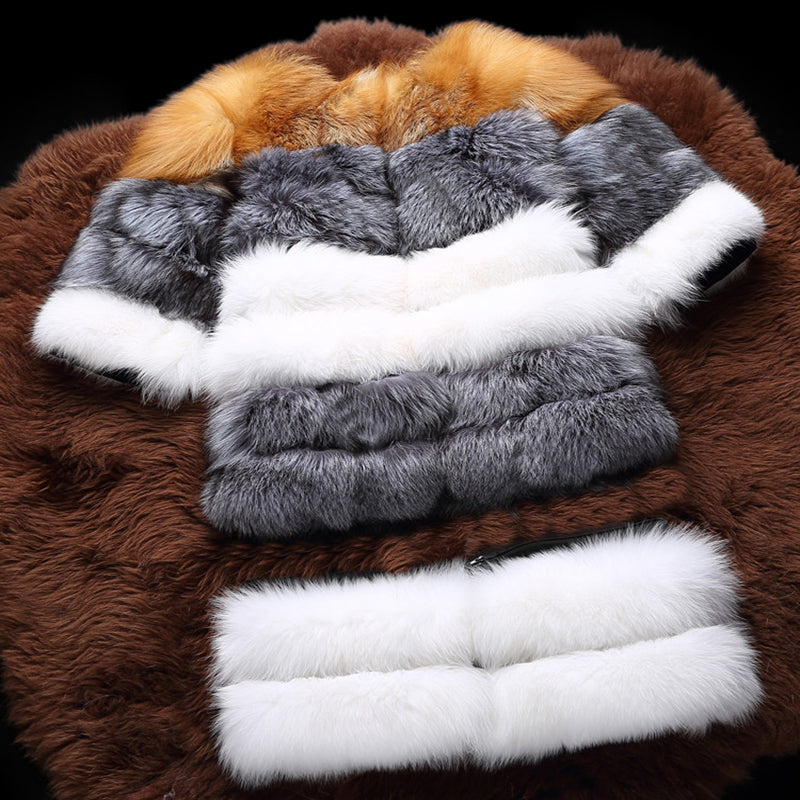Natural Real Fox Fur Detachable Coat