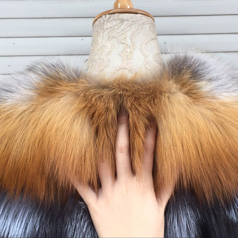 Natural Real Fox Fur Detachable Coat