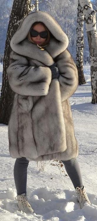 Thick Real Fox Fur Hooded Long Coat