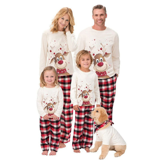 Cartoon Deer Family Matching Christmas Pajamas Set