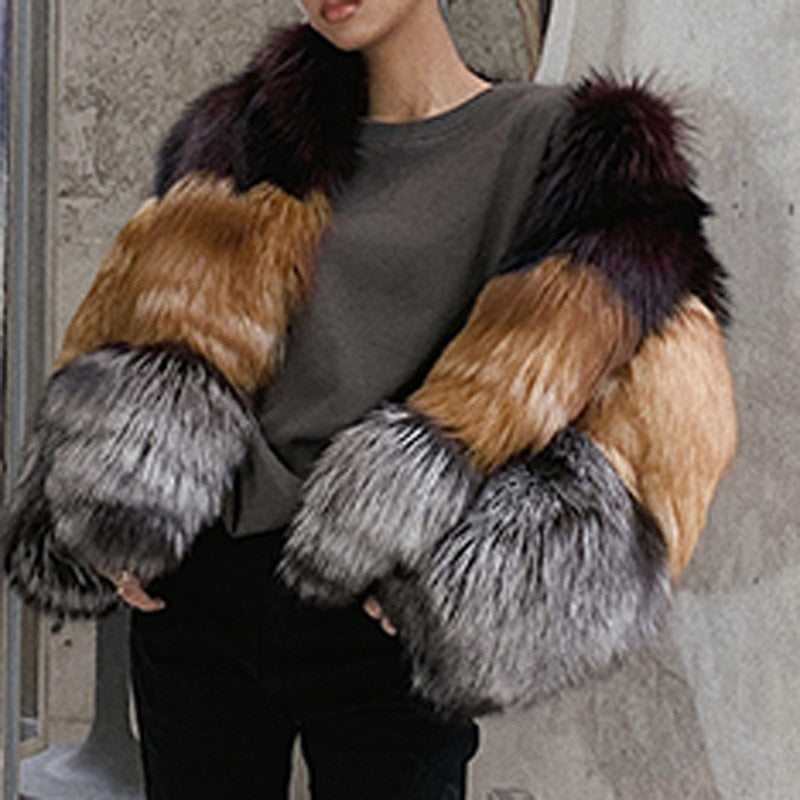 Real Silver, Red Fox Fur Full Pelt Short Coats
