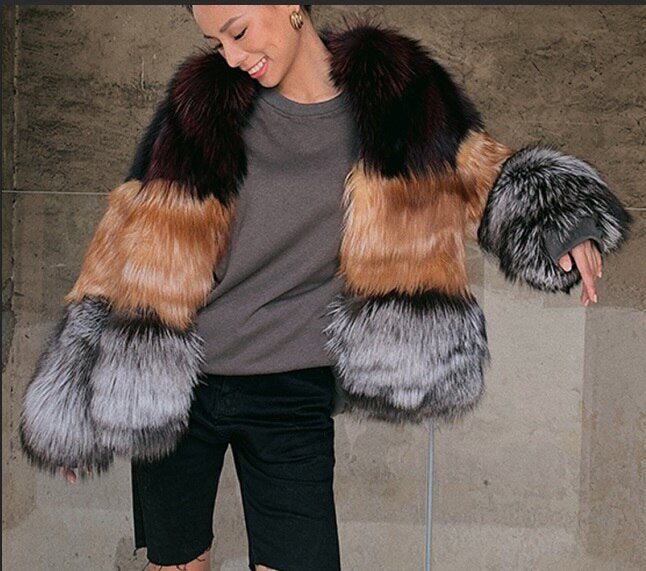Real Silver, Red Fox Fur Full Pelt Short Coats
