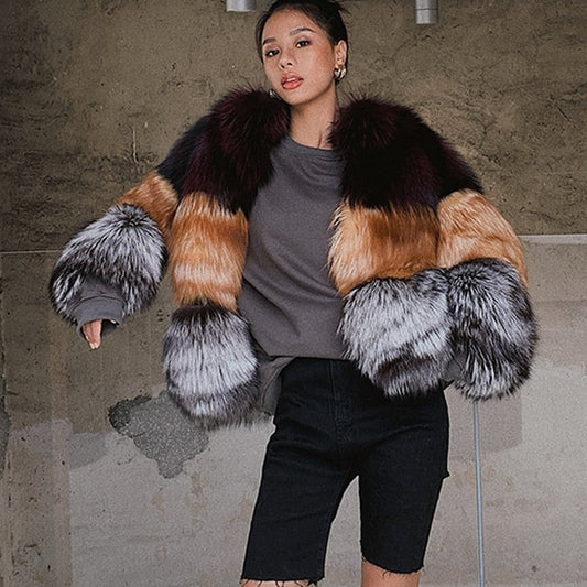 Real Silver, Red Fox Fur Full Pelt Short Coats