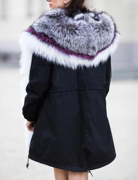 3 Tone Real Silver Fox Fur Collar/Parka Rabbit Fur Liner Coats