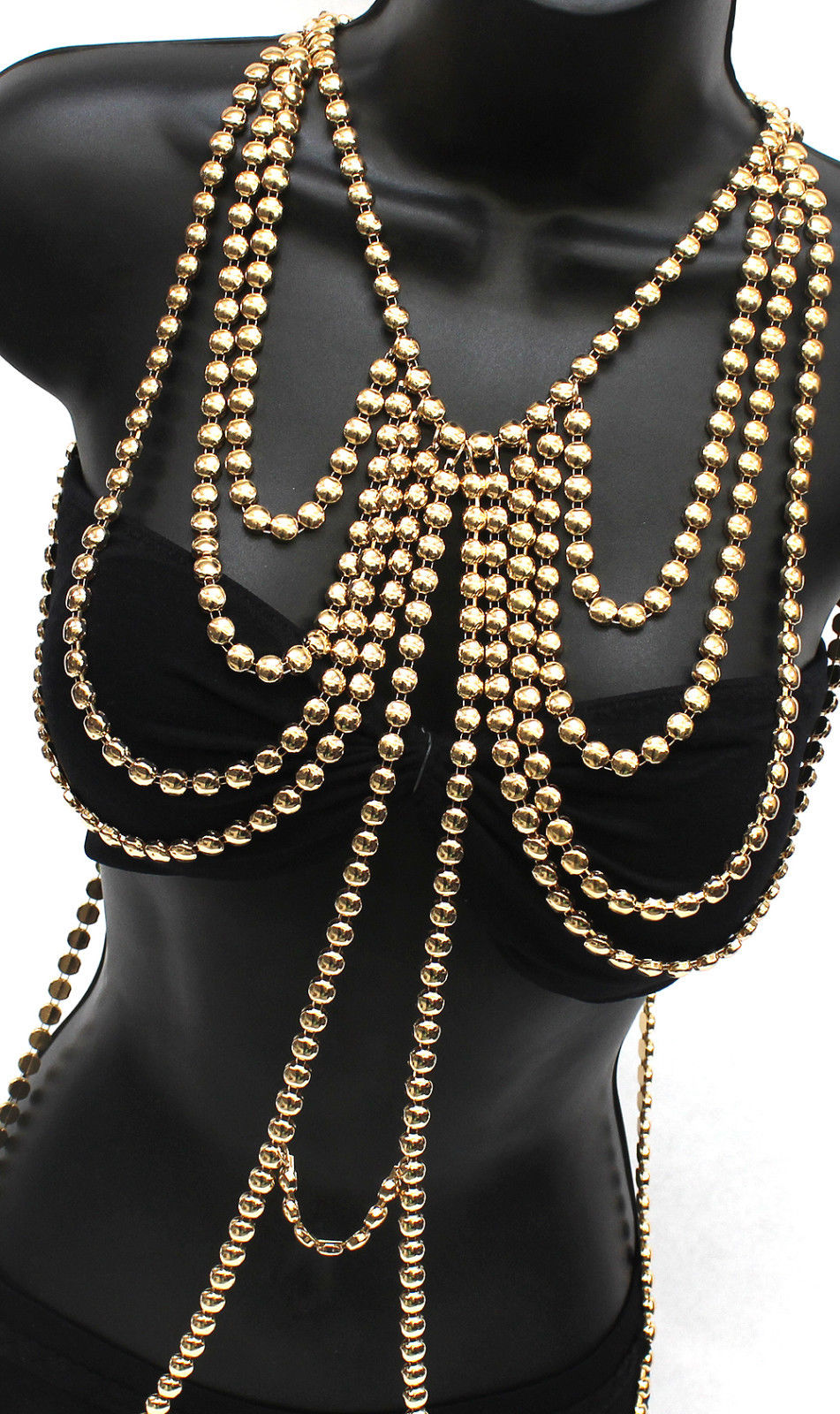 Golden Bead Long Tassel Necklace