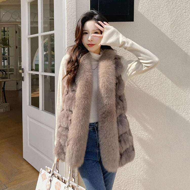 Real Natural Fox Fur Vest  (Plus Sizes)