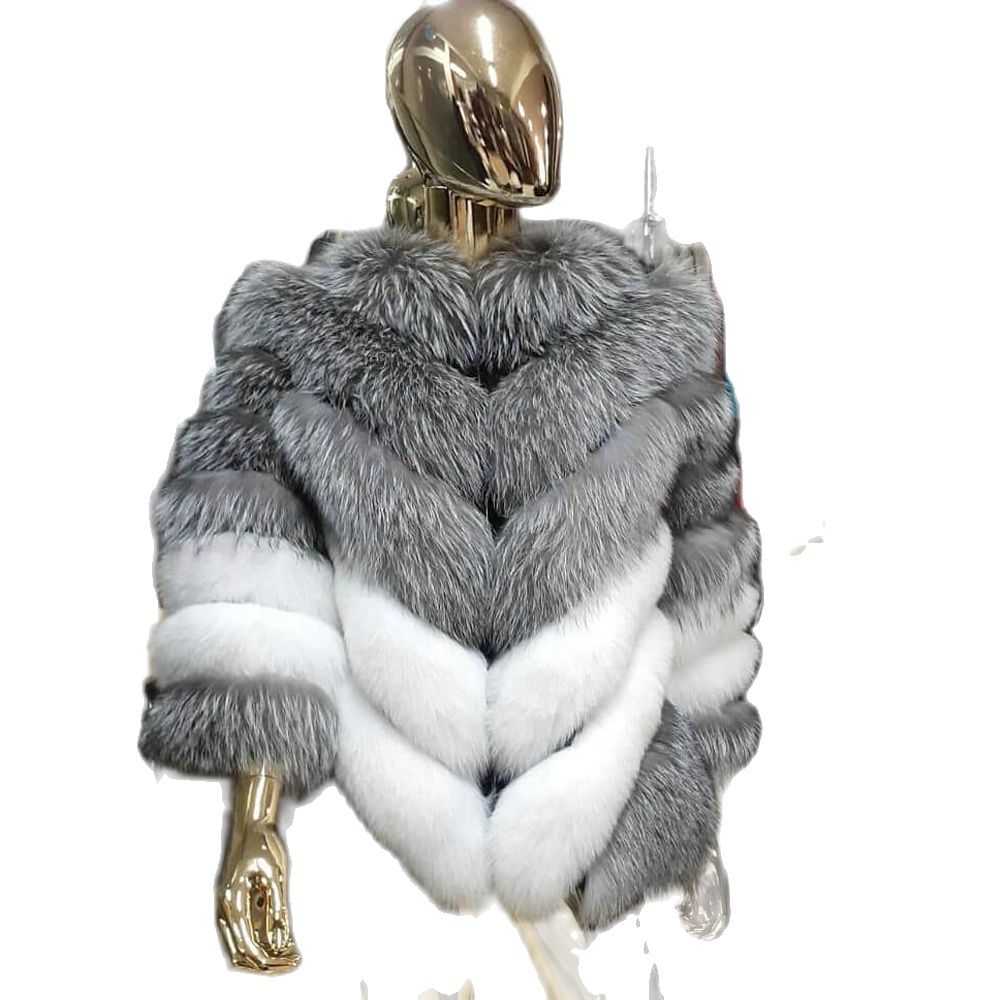 Silver & White Fox Fur Medium Coat