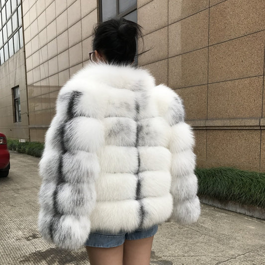 Natural Real Silver Fox Fur Coats