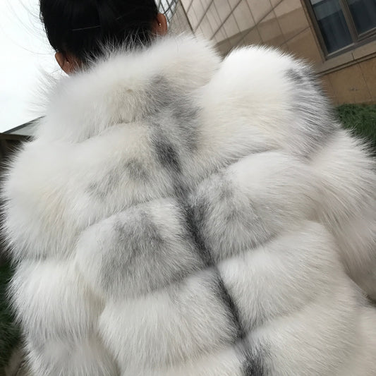 Natural Real Silver Fox Fur Coats