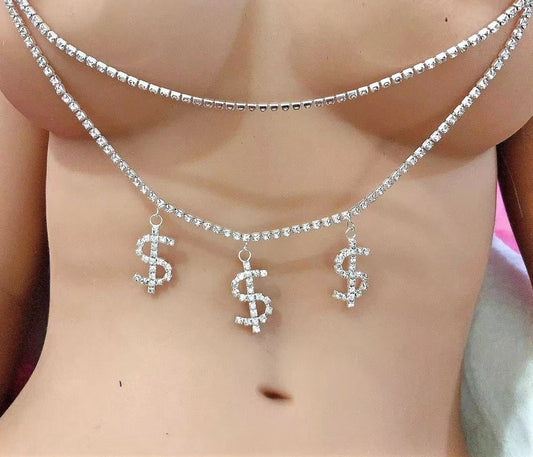 Dollar Sign Double Nipple Body Chains