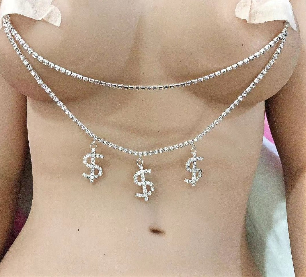Dollar Sign Double Nipple Body Chains