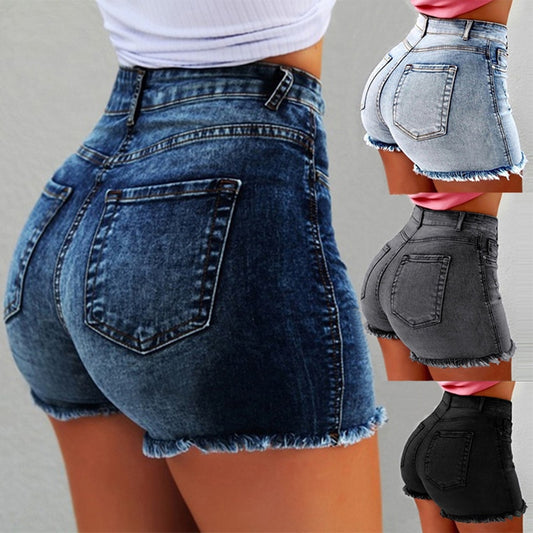 High Waisted Skinny Denim Shorts