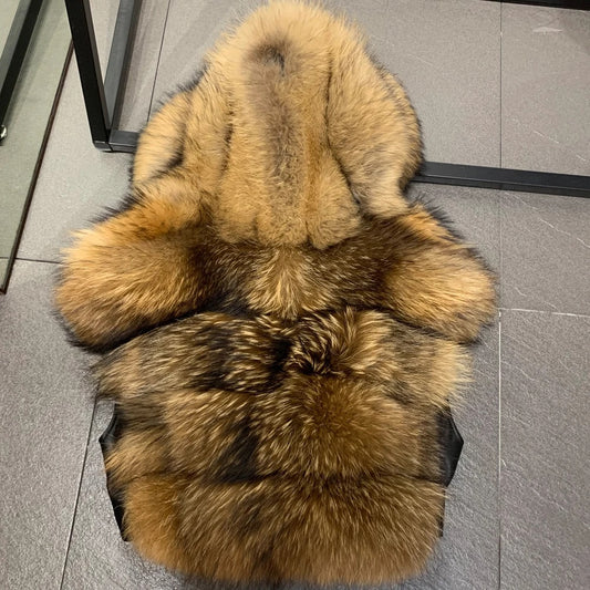 Real Fox Fur Gilet Hooded Vests