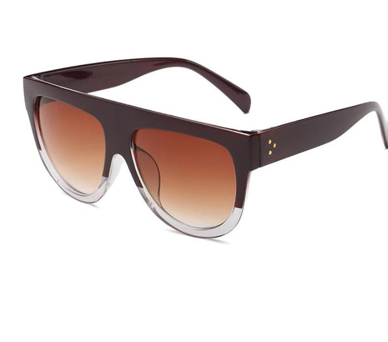 Vintage Flat Top Shadow Fade Over-sized Sunglasses