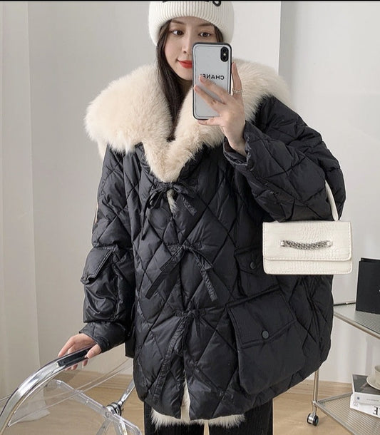 Oversize Down Puffer Coats Big Fur Collar