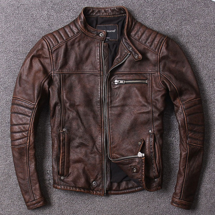 Vintage Biker Genuine Leather Coat