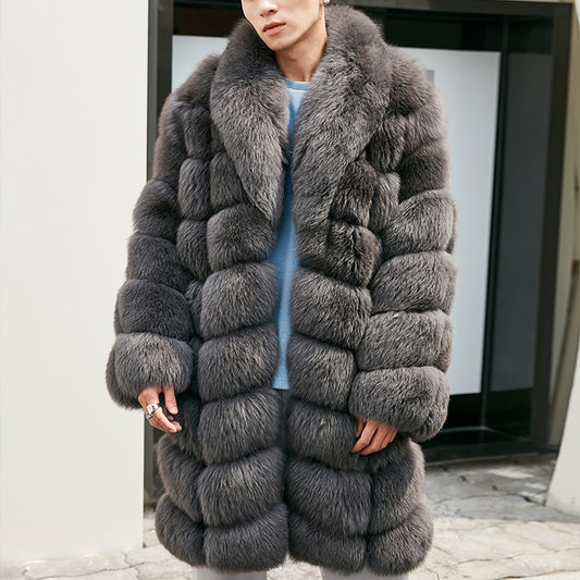 Genuine Long Square Pattern Fur Coats