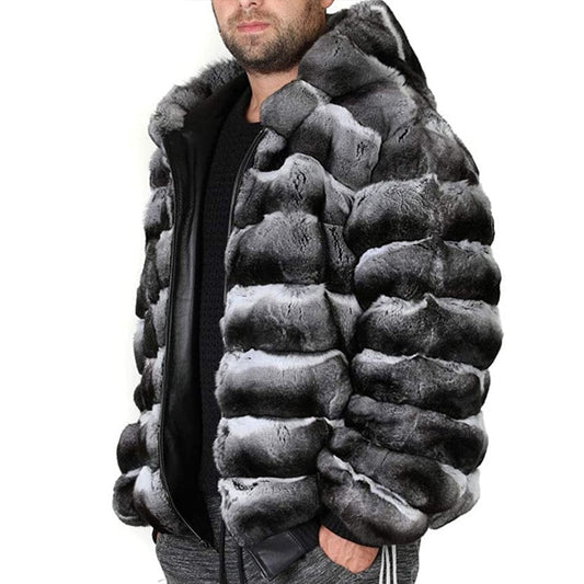 Real Rex Rabbit Fur Hooded Bomber