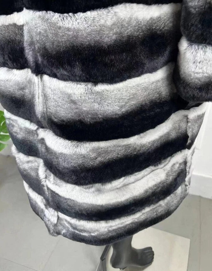 Chinchilla Style Long Real Rex Rabbit Fur Coats – Elevate Swag