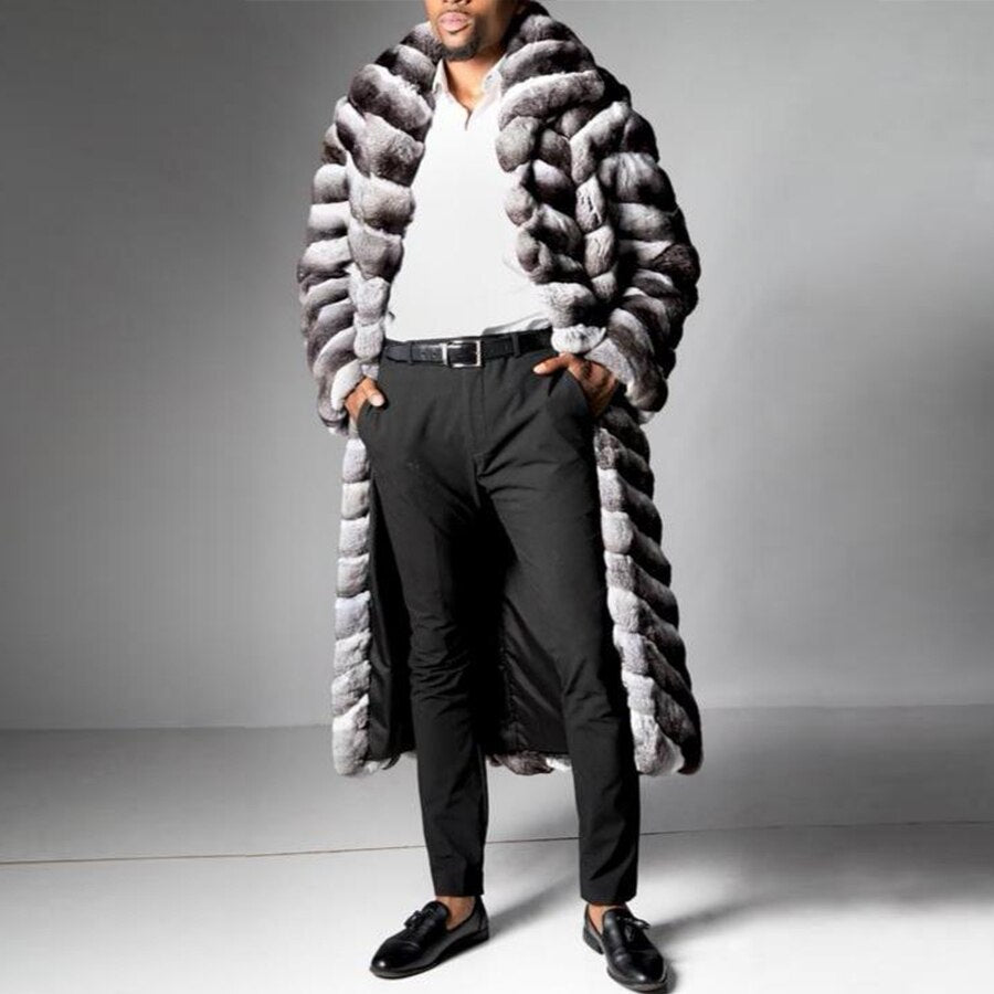 Real Rex Rabbit Fur Chinchilla Colored Overcoat