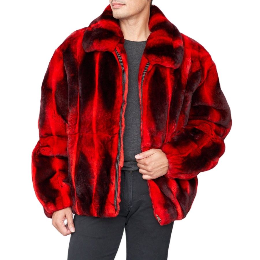 Red Real Rabbit Fur Bombers