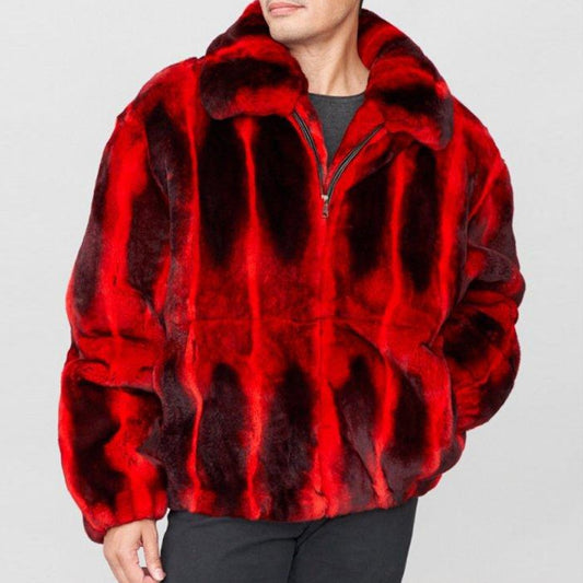 Red Real Rabbit Fur Bombers