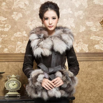 Genuine Leather Suede Fur Wide Collar, Trim, Cuffs Coats