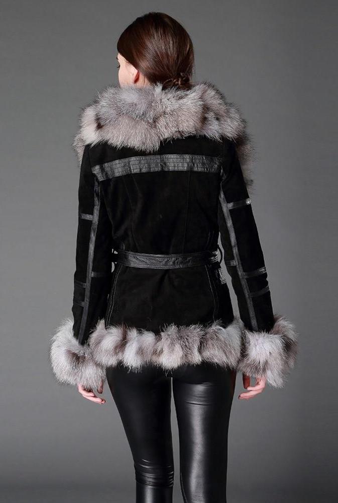 Genuine Leather Suede Fur Wide Collar, Trim, Cuffs Coats